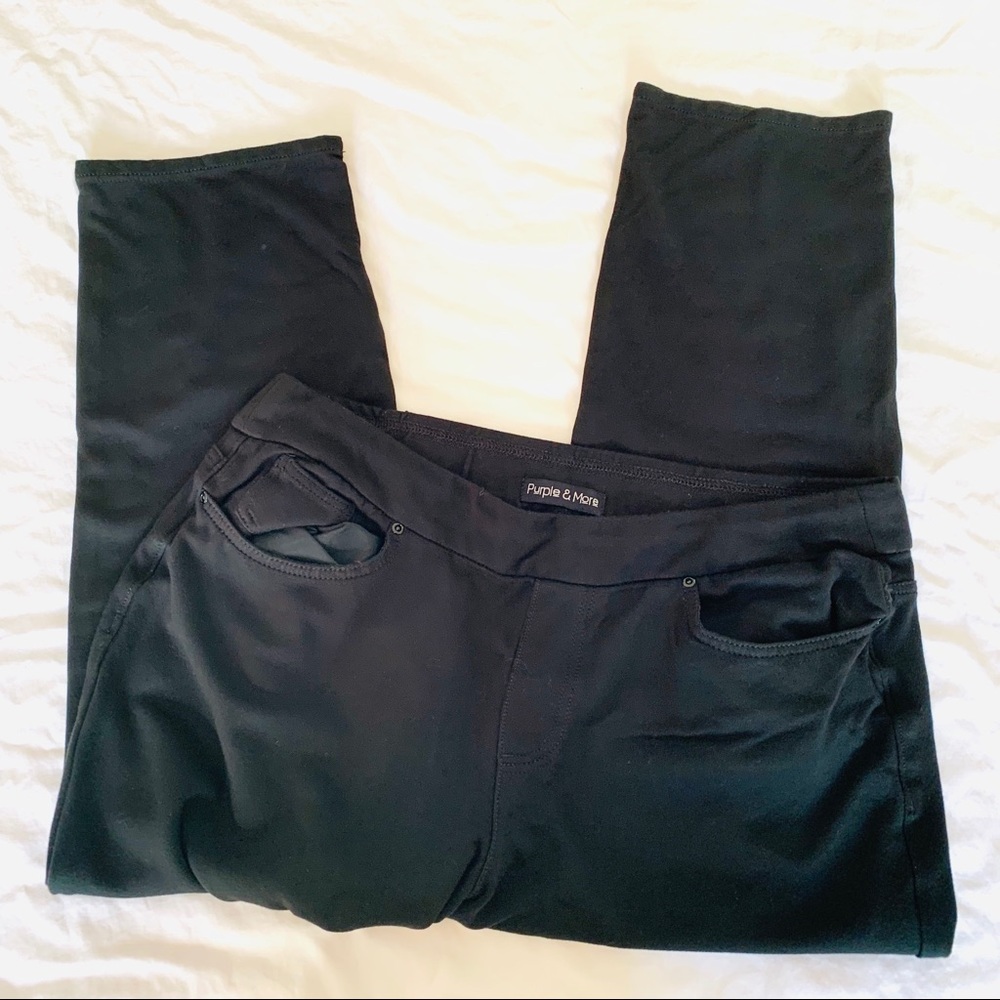 Purple & More Black Casual Stretch Pants Size XL